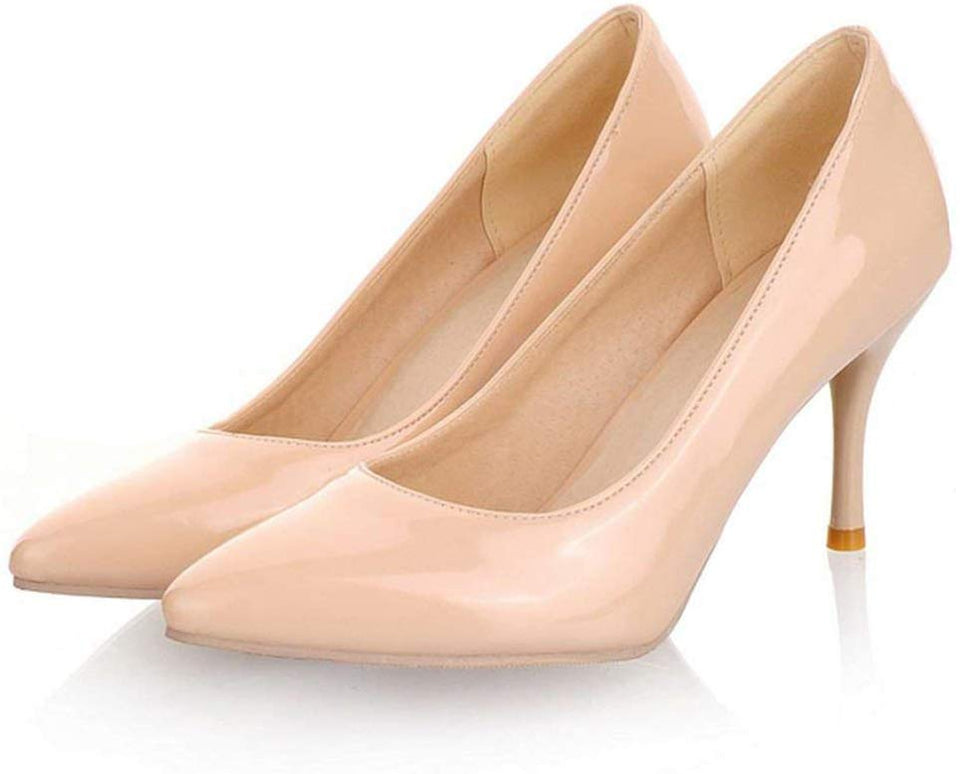 Sunshine-Family Zapatos de tacón Alto para Mujer con tacón Fino, Color Beige