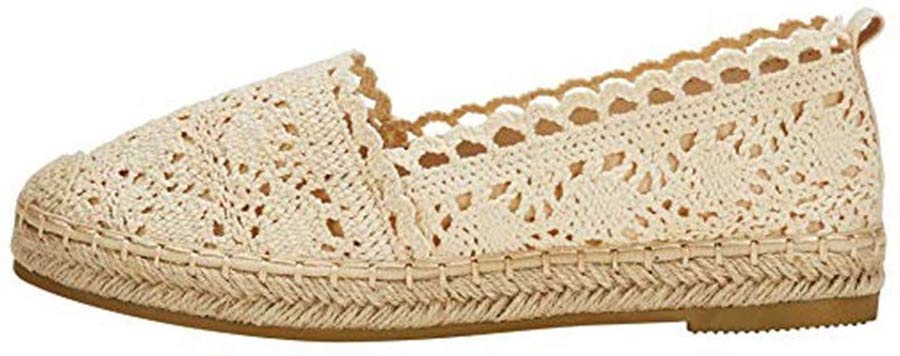 Mosunx Athletic Lace Zapatos de Lona para Mujer, diseño Floral Hueco, Alpargatas Planas Casuales, Zapatos de conducción Poco Profundos, para niñas y Mujeres