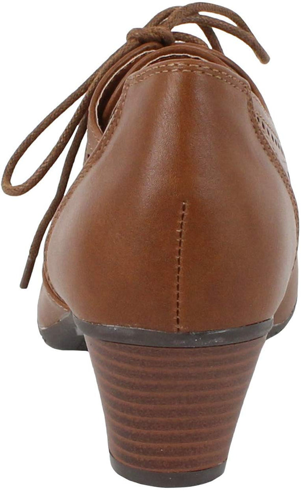 Refresh Women\'s London-01 Cutout Dressy Heeled Lace Up Oxford Shoe (7.5 B(M) US, Black)