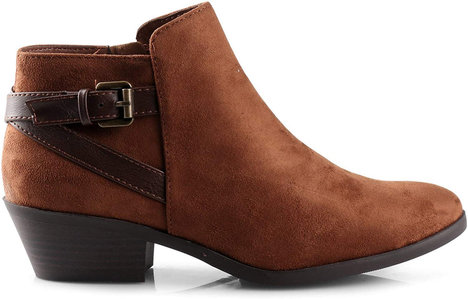 Soda Choya Women's Faux Suede Back Strap Buckle Accent Bootie