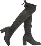 MVE Zapatos para Mujer Elegantes para Siempre por Encima de la Rodilla, Muslo, tacón Alto de Bloque bajo